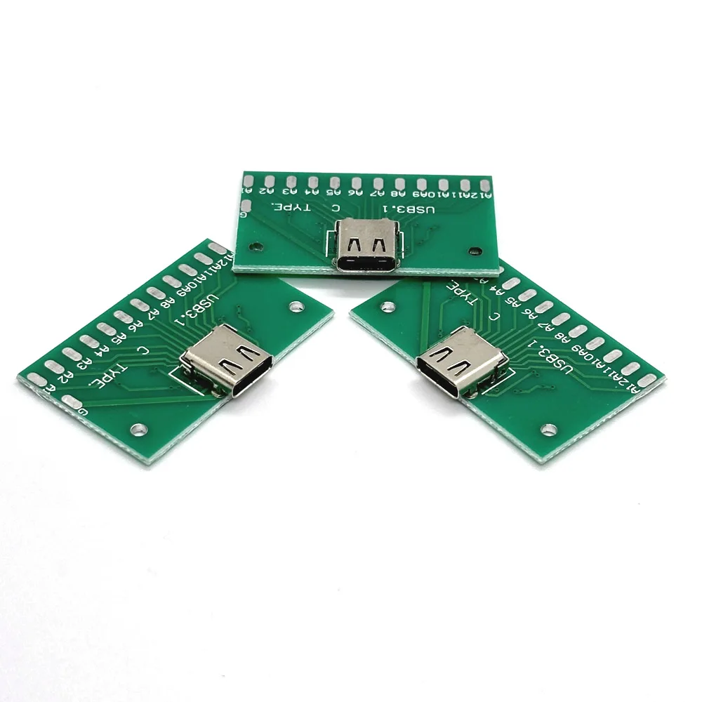 1-10pcs Type-C to 24Pin Female USB 3.1 Test PCB Board Adapter Type C 24P Connector Socket For Data Line Wire Cable Transfer