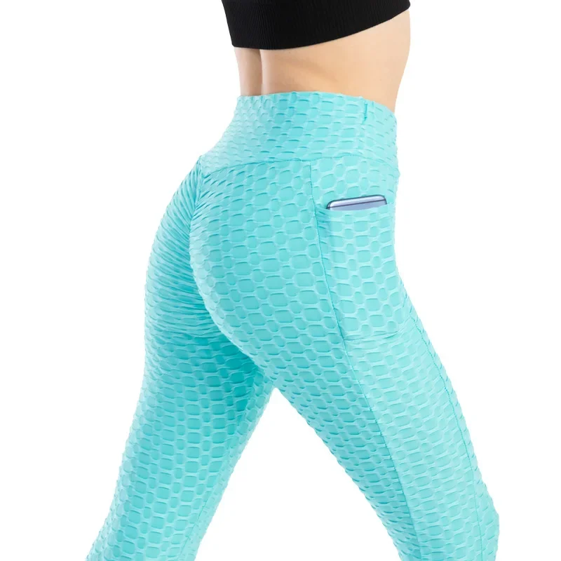 Frauen Mode Tasche Blase Hosen Stretchy Dünne Leggings Gym Laufen Radfahren Fitness Hosen Hohe Taille Hüfte Lift Leggings Weibliche – Detail 35