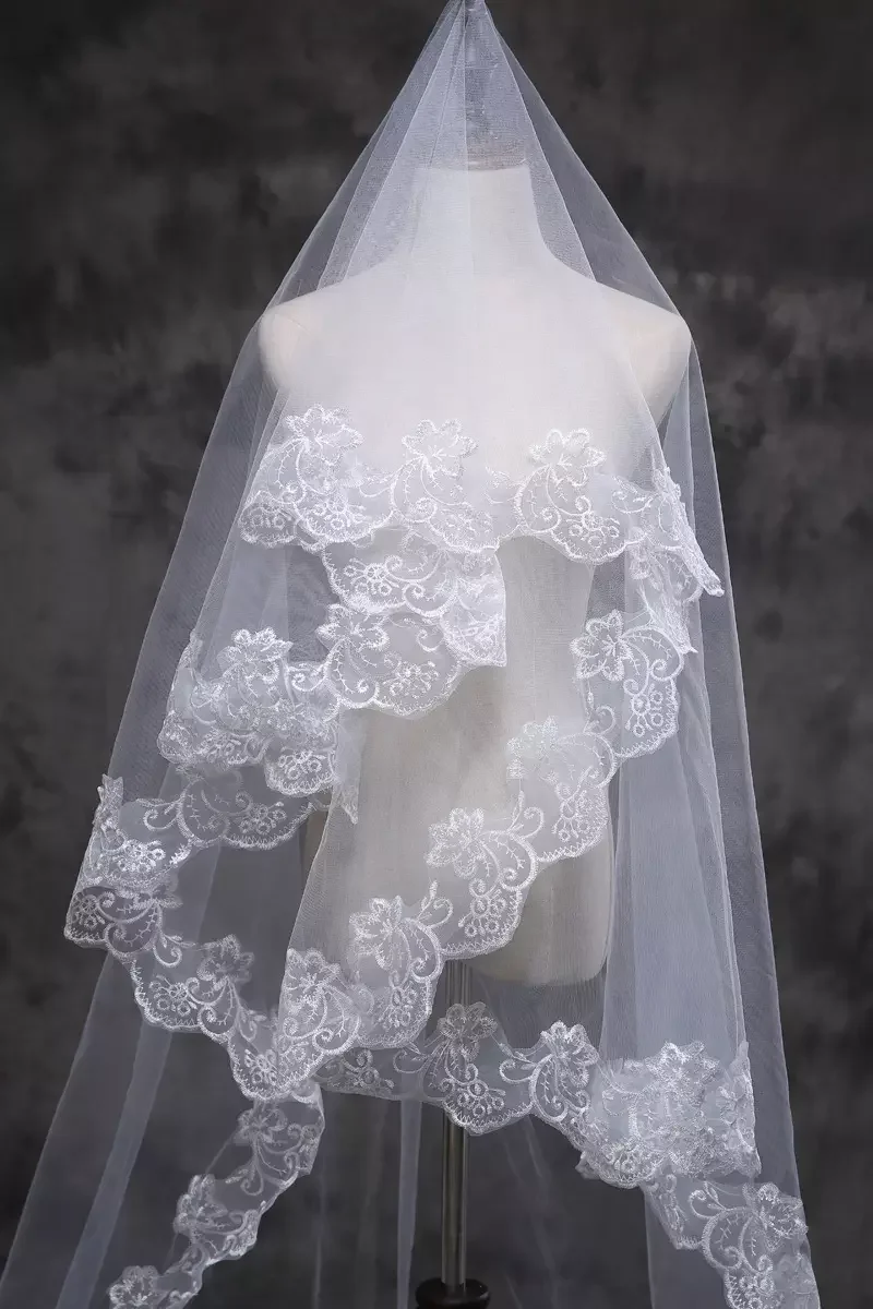 Wedding Accessories Short Wedding Veil White Ivory One Layer Bridal Veil Appliques Lace Edge Cheap Wedding Accessories