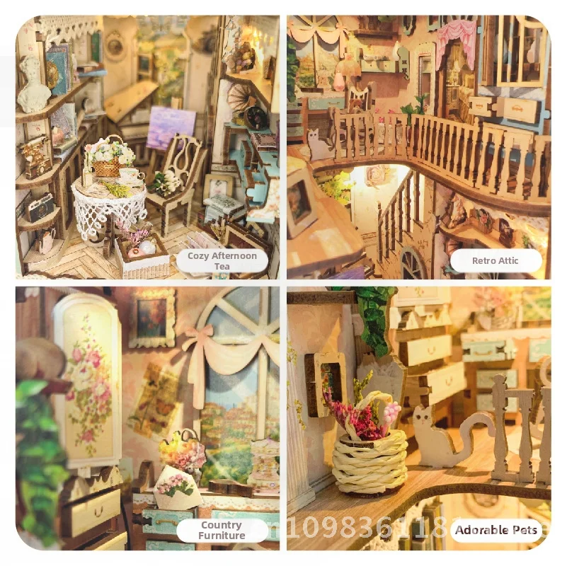 

Пасторальный дневник 3D DIY коттедж ручная сборка настольная подставка для книг модель игрушки для молодежи деревянный строительный комплект с двуязычным