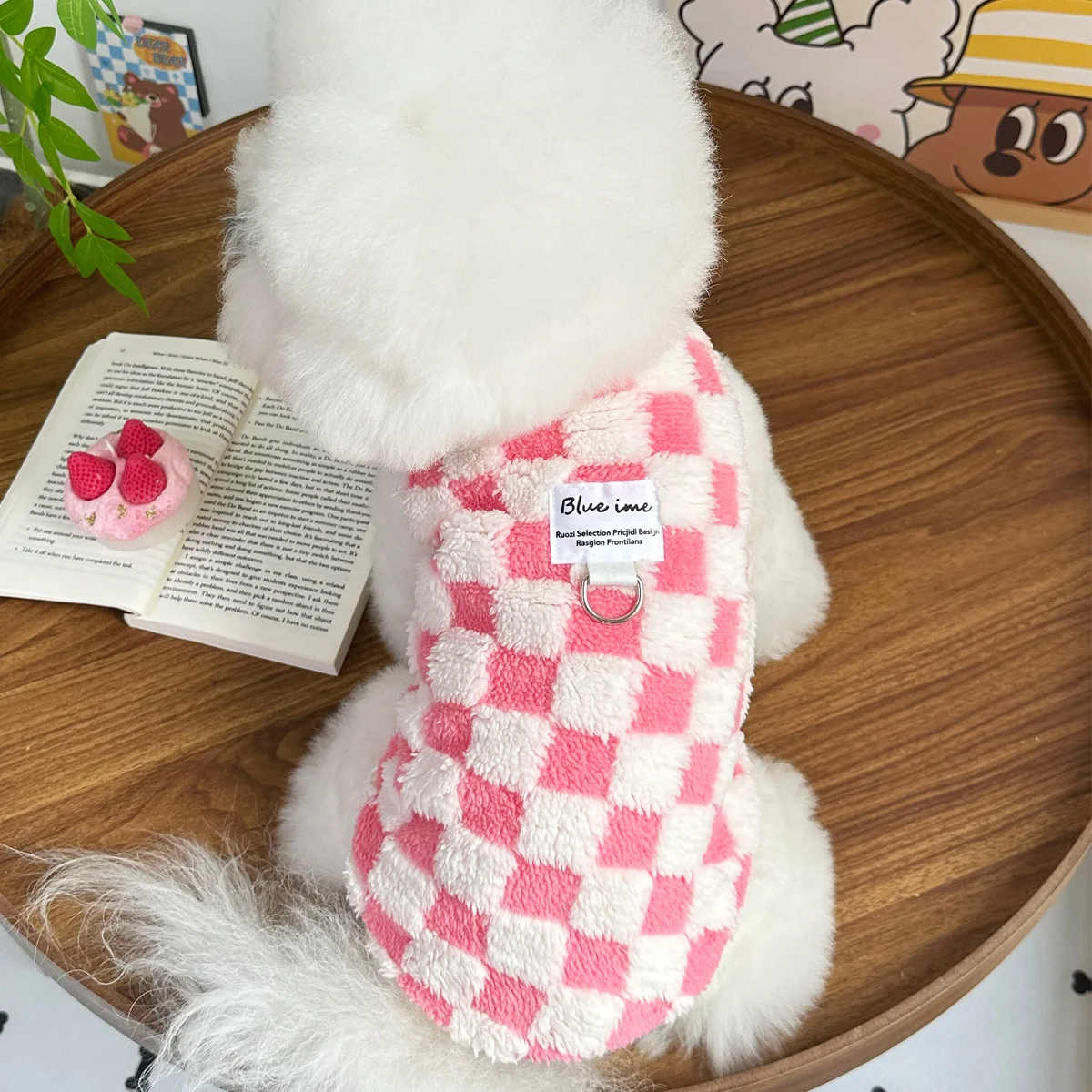 Pet Autumn/Winter Plush Warm Vest Pet Cat Plush Clothes Teddy Bear Can Be Pulled Coat Dog Clothes for Small Dogs Puppy Clothes