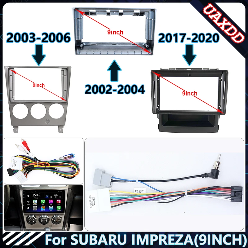 

9-дюймовый автомобильный радиоприемник для SUBARU IMPREZA 2002-2020, Android, стерео, аудио экран, мультимедийный видеоплеер, кабели, жгут, рамка