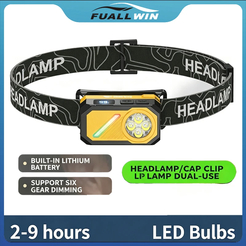 lanterna-de-cabeca-destacavel-330lm-com-clipe-para-bone-luz-led-recarregavel-usb-a-prova-d'Agua-com-sensor-de-movimento-de-6-modos-para-acampamento-e-pesca