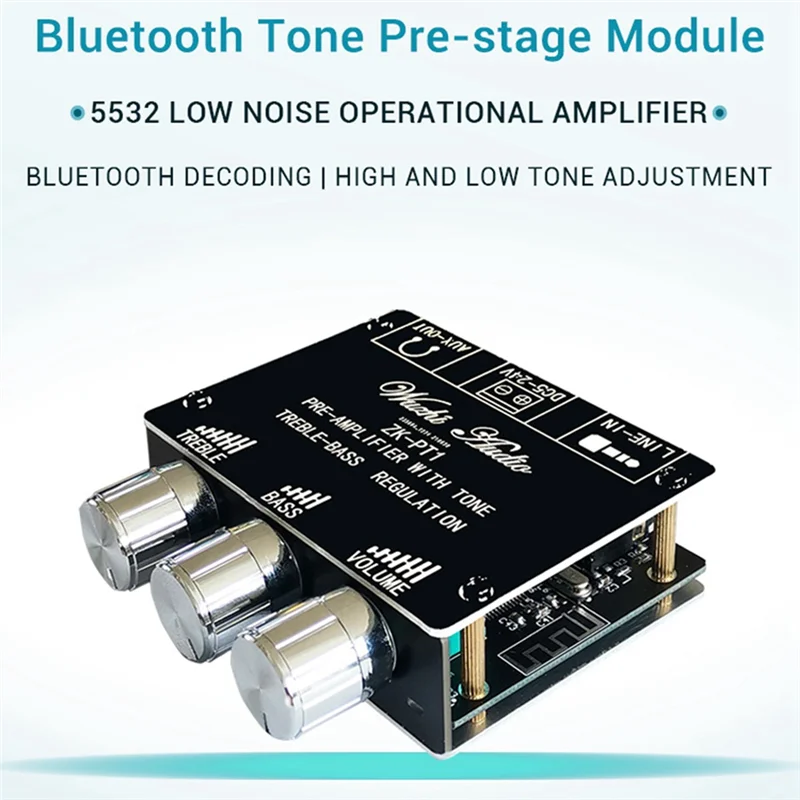 5X Bluetooth 5.0 Decoder Board Dual Channel Stereo Low Noise High And Low Tone Pre-Module Amplifier Board ZK-PT1-Y41A