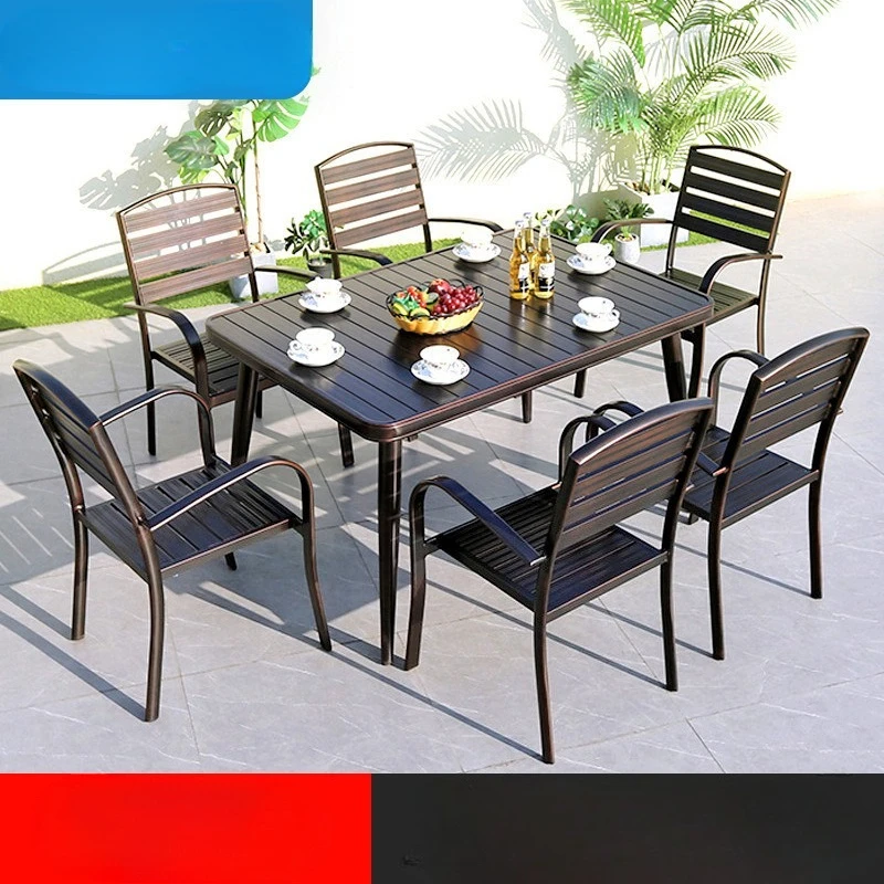 

Outdoor tables and chairs Villa courtyard open-air balcony Aluminum alloy tables and chairs Leisure simple outdoor garden Cast a