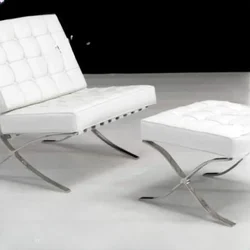 CL3001 unit+footstool - imported genuine leather white/red/dark brown/other colors Barcelona chair