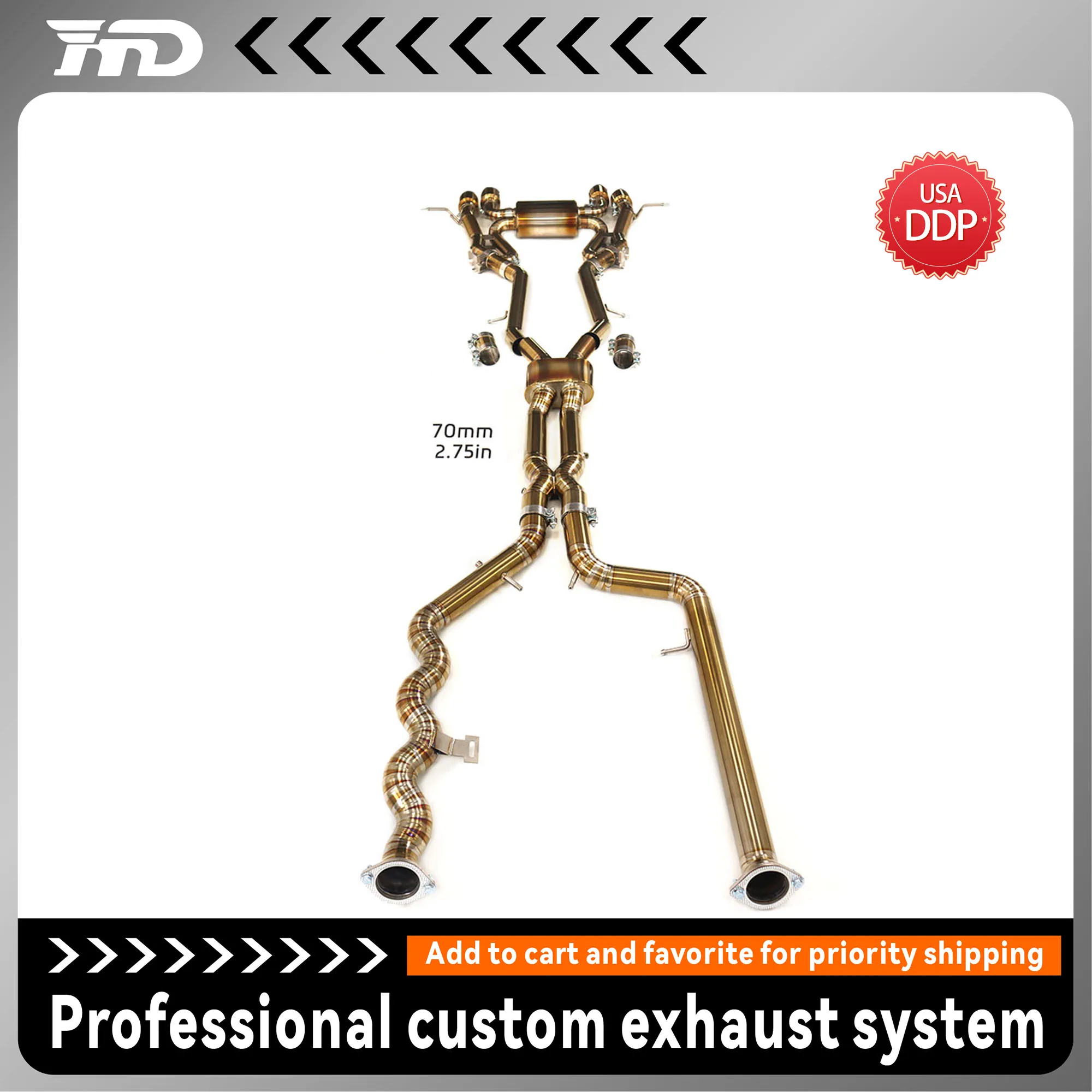 

Выхлопная система HMD Titanium Gold, высокопроизводительная система Catback для глушителя BMW M3 M4 G8X 3.0T с основой OEM