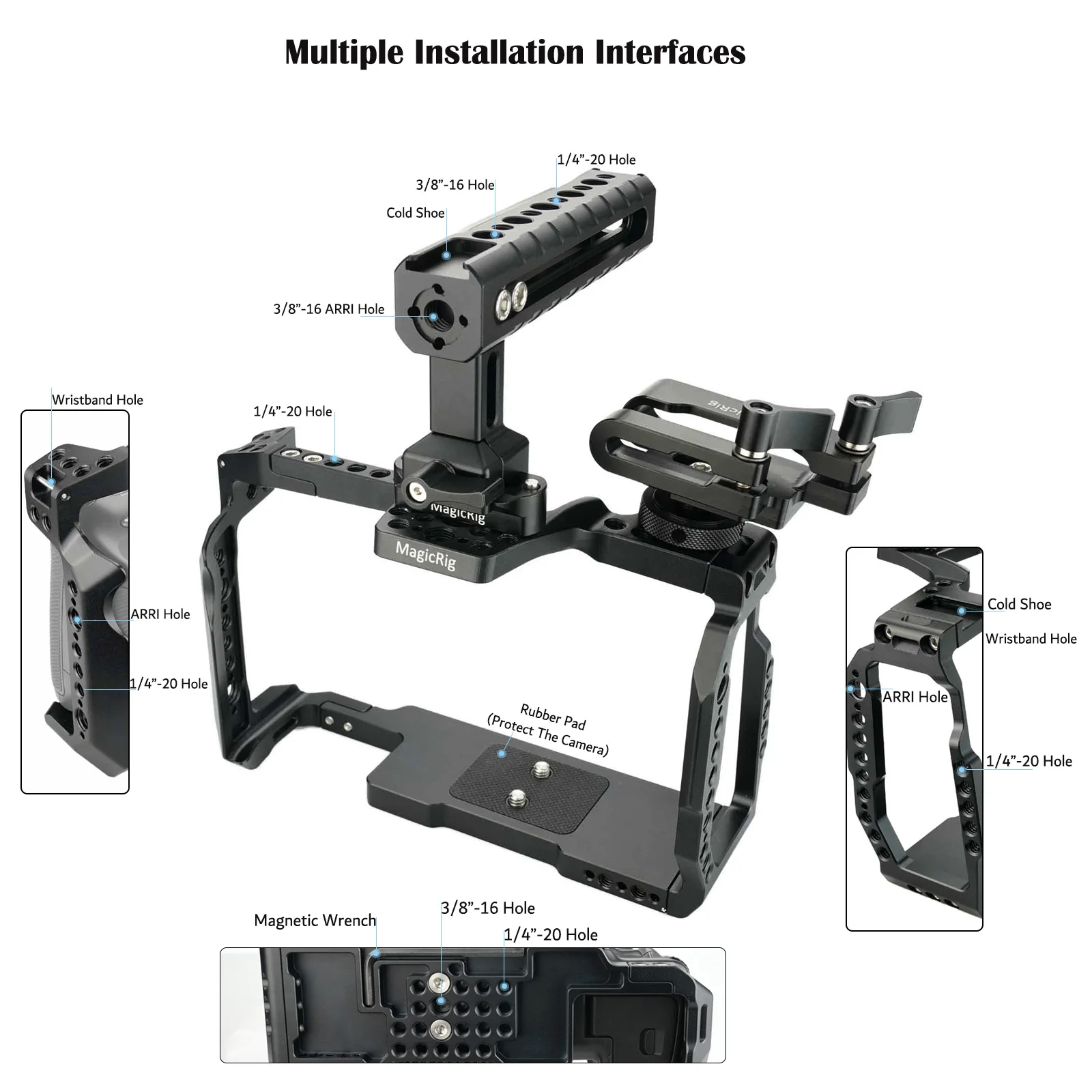 MAGICRIG BMPCC 6K Pro/G2 Full Camera Cage w/NATO Handle NATO Rail T5 SSD Mount For Blackmagic Design Pocket Cinema Camera 6K Pro