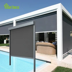 Windproof Outdoor Roller Blinds for Balcony, Modern Motorized Wand Operation, Aluminium Windproof Patio, Customed