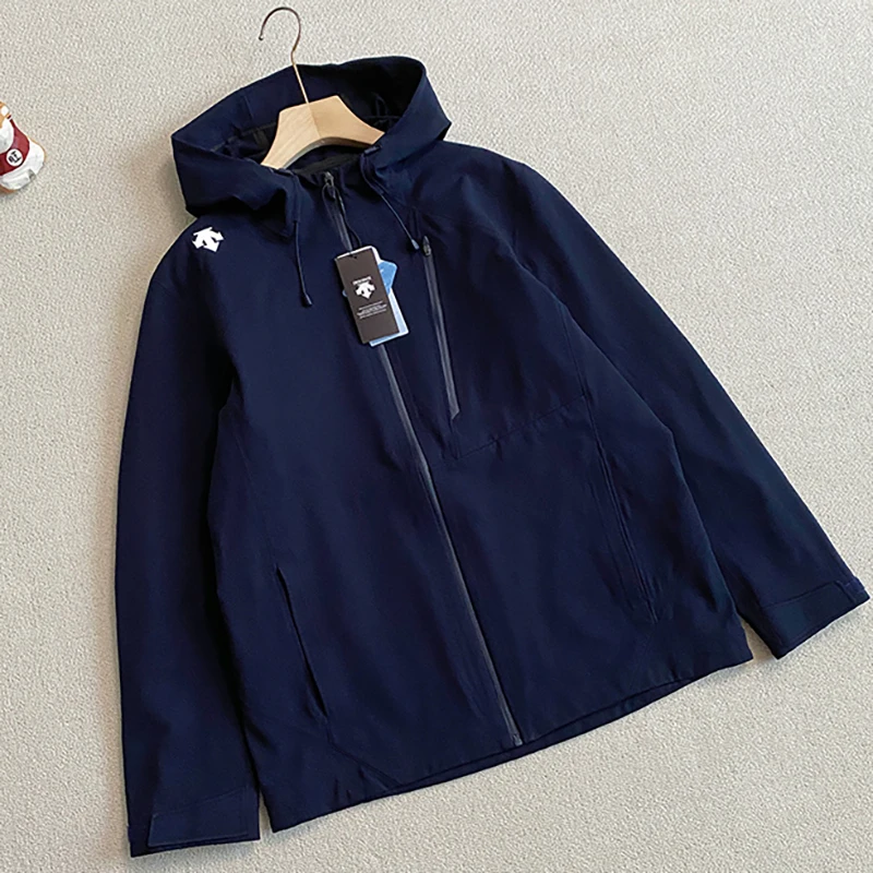 Solid Color Seamless Glue Jacket Stand Collar Long Sleeve Hooded Jacket 2026 Autumn Fashion men's New Style DESCENTE