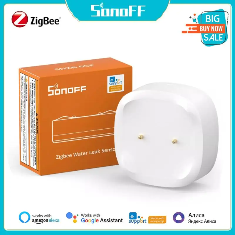 

SONOFF SNZB-05P Zigbee 3.0 Датчик утечки воды Обнаружение утечки и капа Оповещения в реальном времени Поддержка домашнего помощника Google Alexa