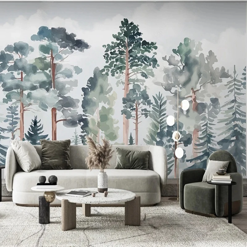 

MU8539 Photo Wallpaper 3D Hand Painted Nordic Landscape Forest Mural For Living Room Bedroom Study Waterproof Stickers Decor
