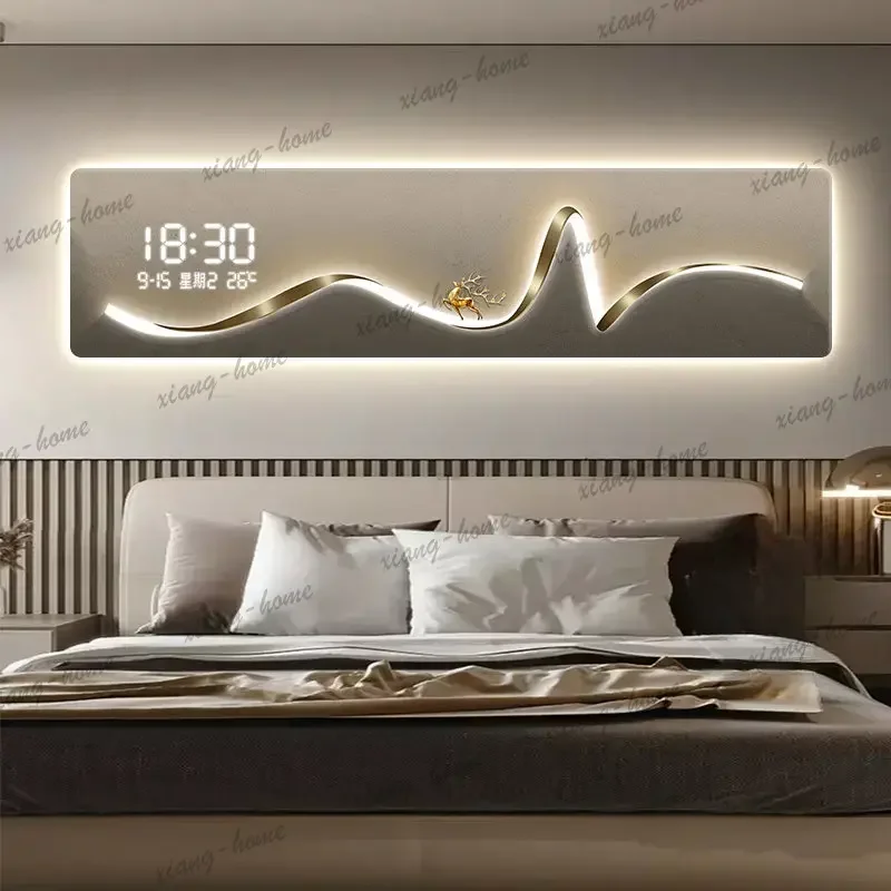 Best Sellers Design Silent Light Plug Aesthetic Wall Clock Digital House Horloge Murale Living Room Decoration Date Luxury Large
