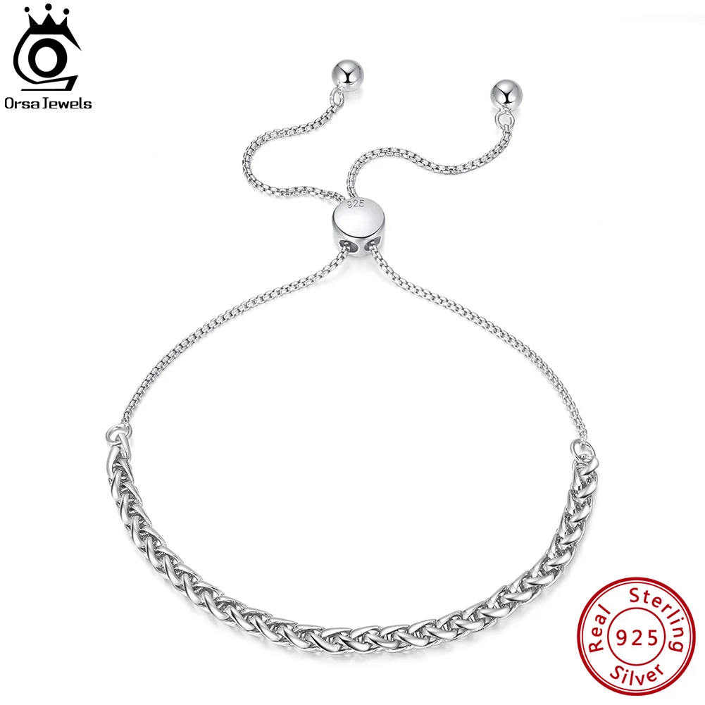 

ORSA JEWELS Soild 925 Sterling Silver 3mm Width Chopin Chain Bracelet Bangle for Women Men Fashion Chopin Chain Hand Gift SB126