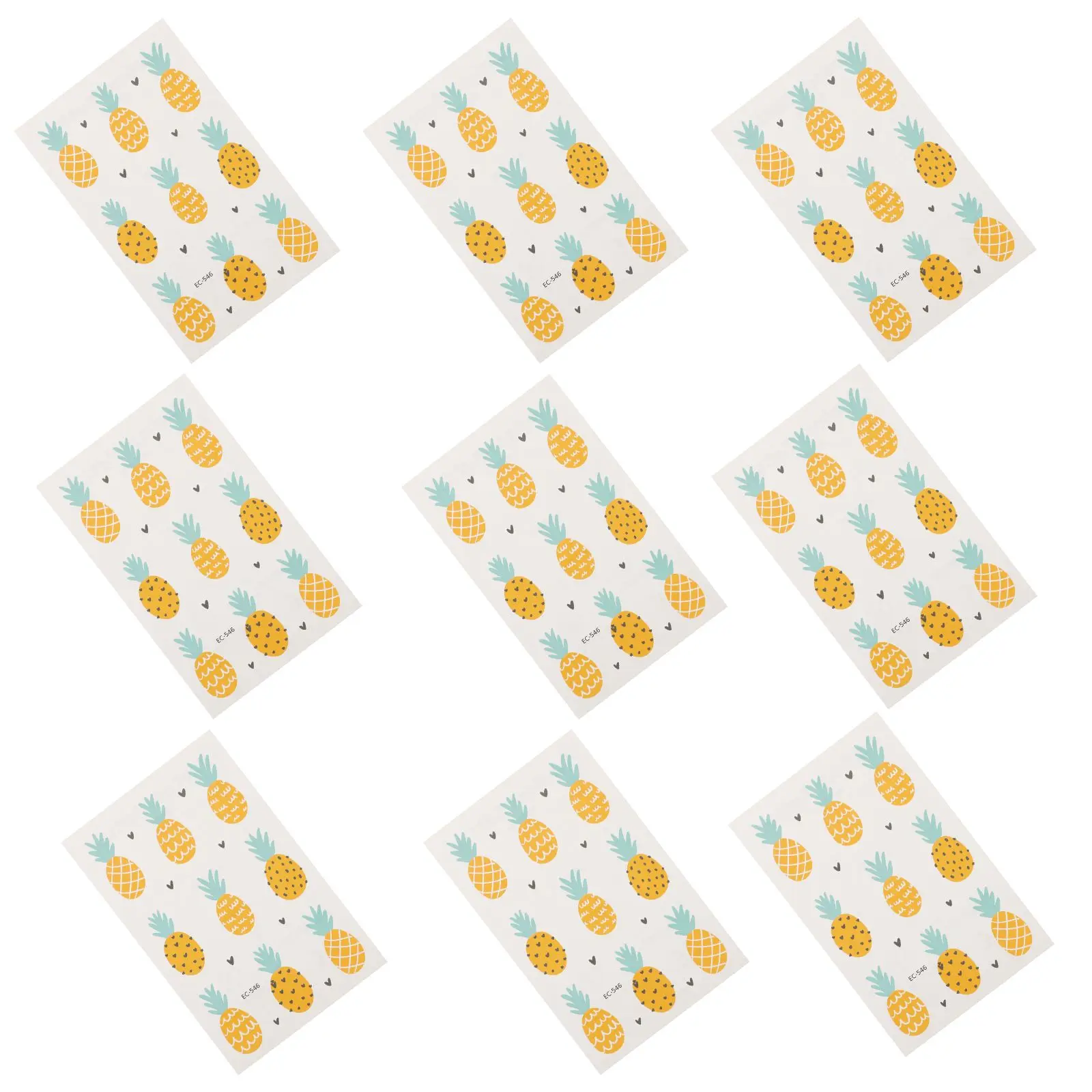 10PCS Waterproof Tattoo Stickers Cartoon Fruit Pineapple Body Kids Decorative Easy Apply Remove Long Lasting Stickers