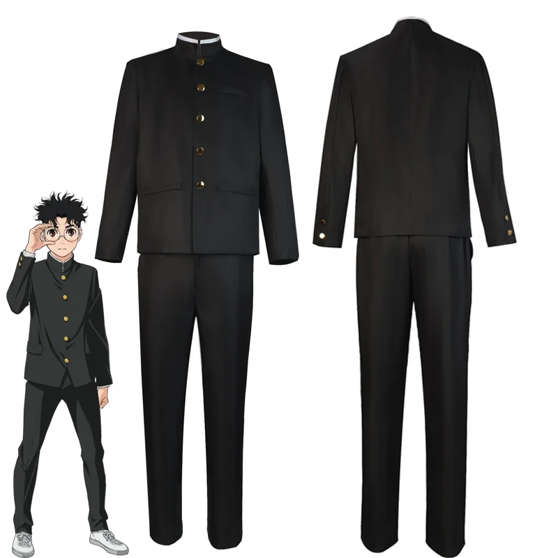 Anime Dandadan Ken Takakura Cosplay Costume Wig Okarun School Uniform Black Jacket Gakuran Outfit Glasses Halloween Women Men