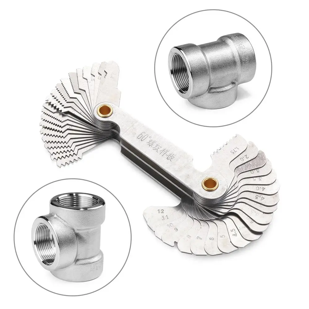 55/60 Degree Thread Pitch Gauge Metric Inch Thread Plug Gauge Combination Center Measurement Tools Gear Tooth Screw Pitch