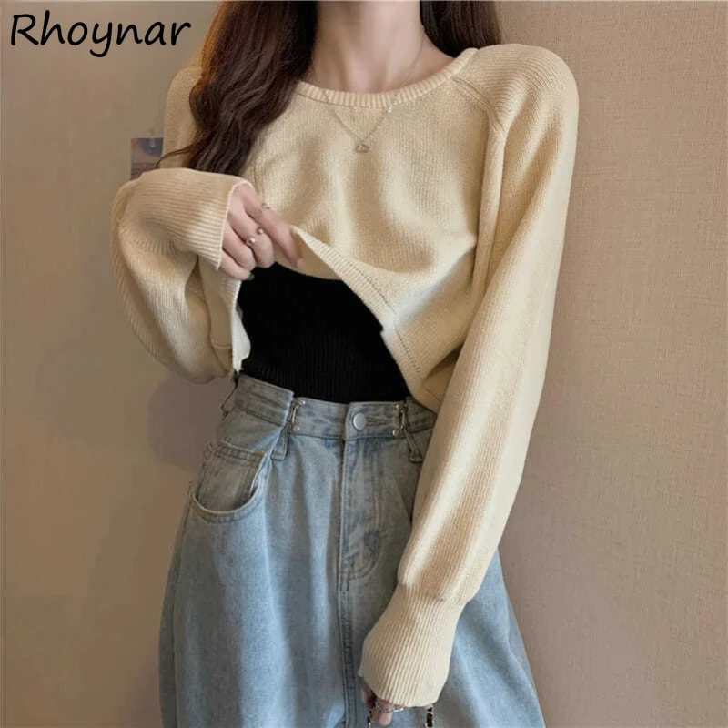 

Cropped Sweaters Women Classic Vintage Pullovers Warm Loose Fashion All-match Stylish Knitwear Jumpers Knitting Tops Autumn Cozy