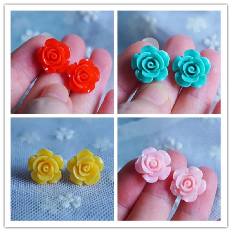 

Resin Flower Earring For Girl Kids Small Vintage Stud Earrings Gifts Children 1.5cm