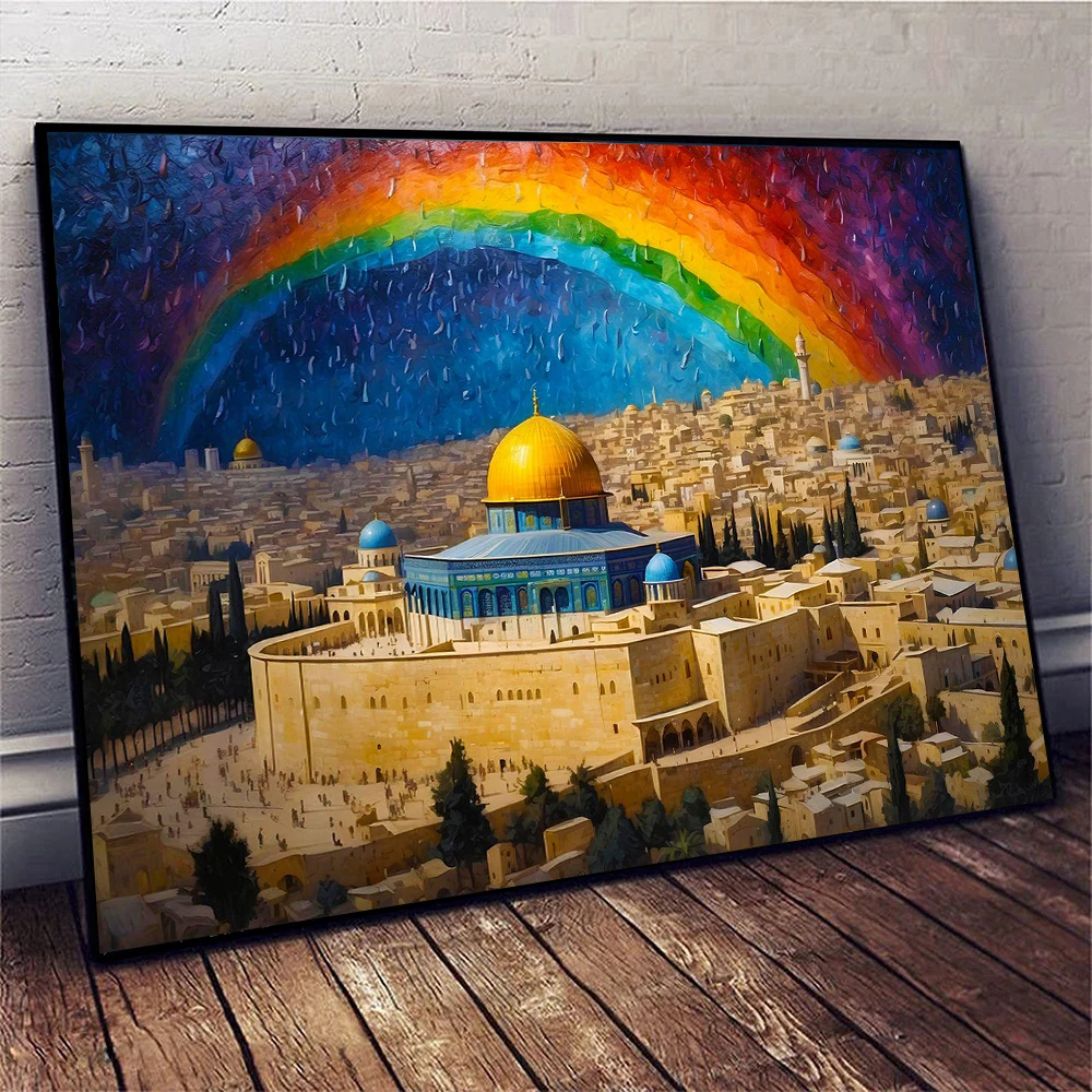الحديث مسجد قماش اللوحة القدس مسلم المشارك الإسلامية طباعة جدار صورة فنية لغرفة المعيشة ديكور المنزل كوادروس