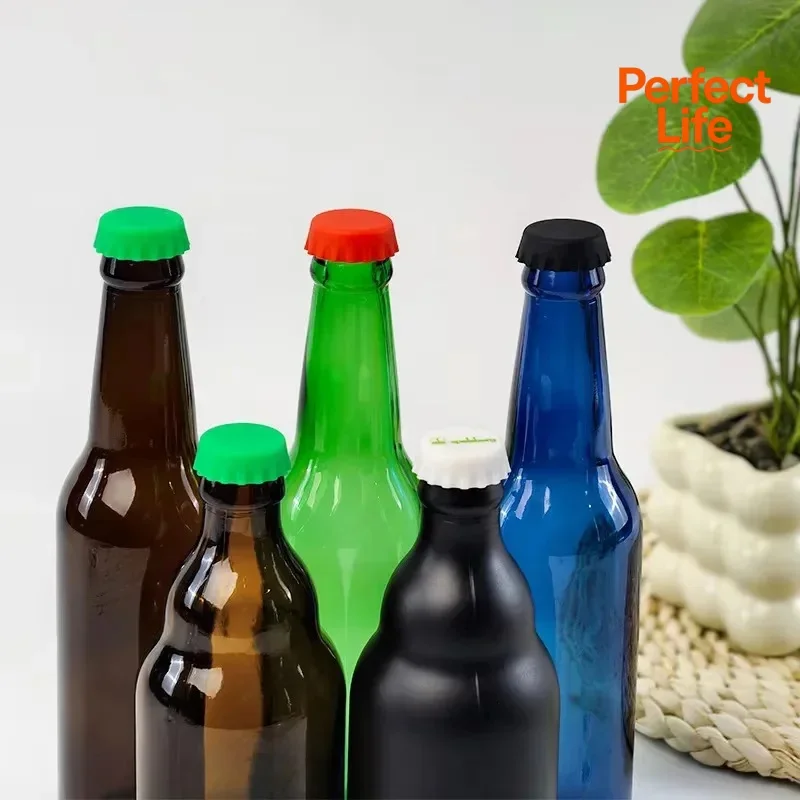 6Pcs Reusable Silicone Bottle Cap Random Sealed Beer Caps Vinegar Soy Corktail Lid Wine Protective Stopper Bar Accessories