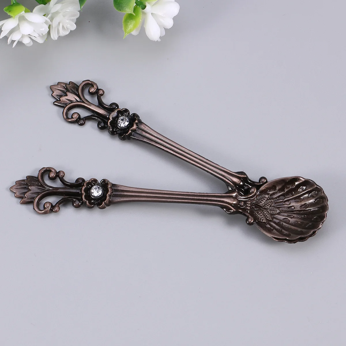 

8 шт. винтажные ложки для смешивания кофе и десерта, медный ретро-дизайн для домашней вечеринки, кафе-бара, красная бронзовая винтажная ложка