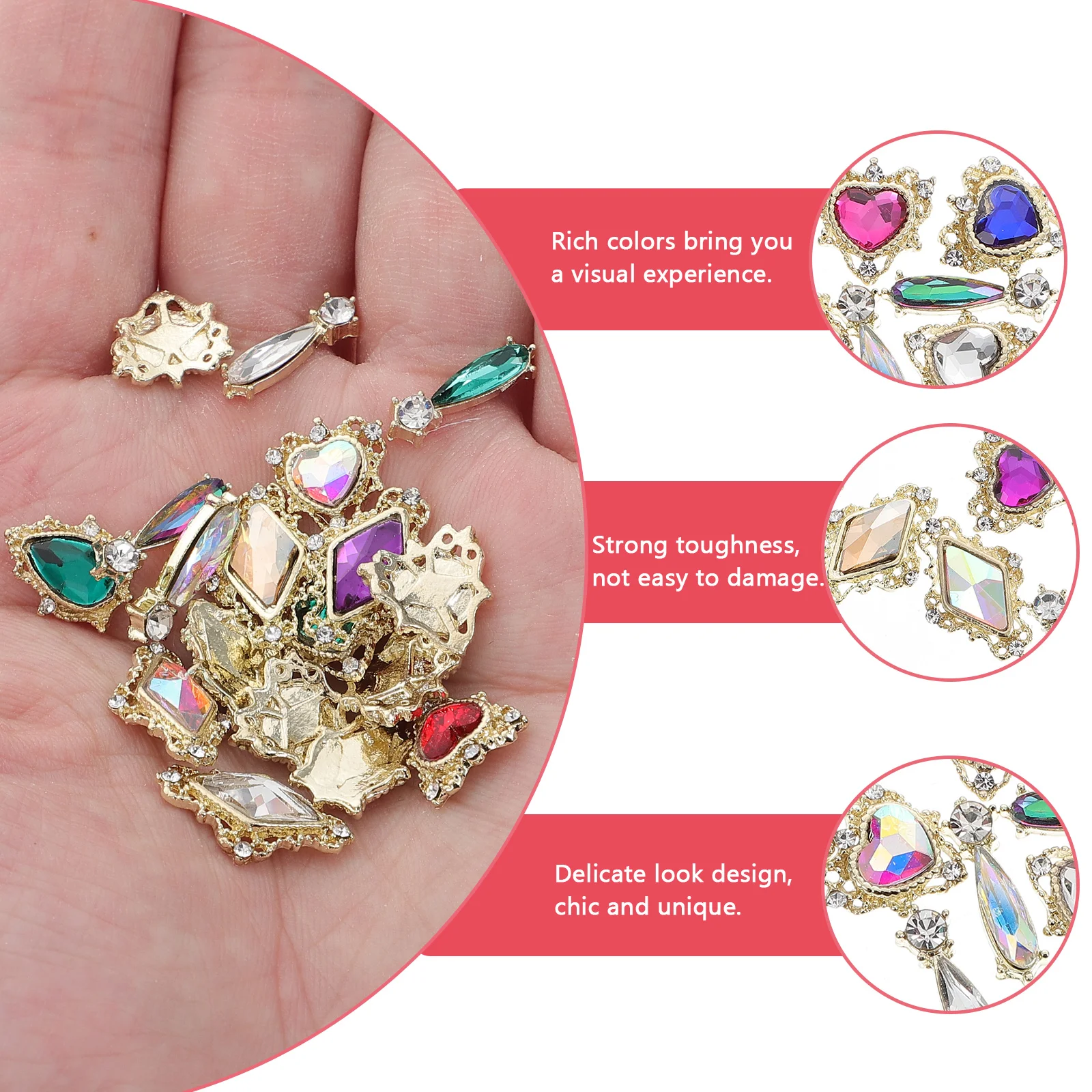 

54 шт. принадлежности для дизайна ногтей маникюр DIY декоры из сплава стекла с бриллиантами декоративные аксессуары для натуральных искусственных элегантных