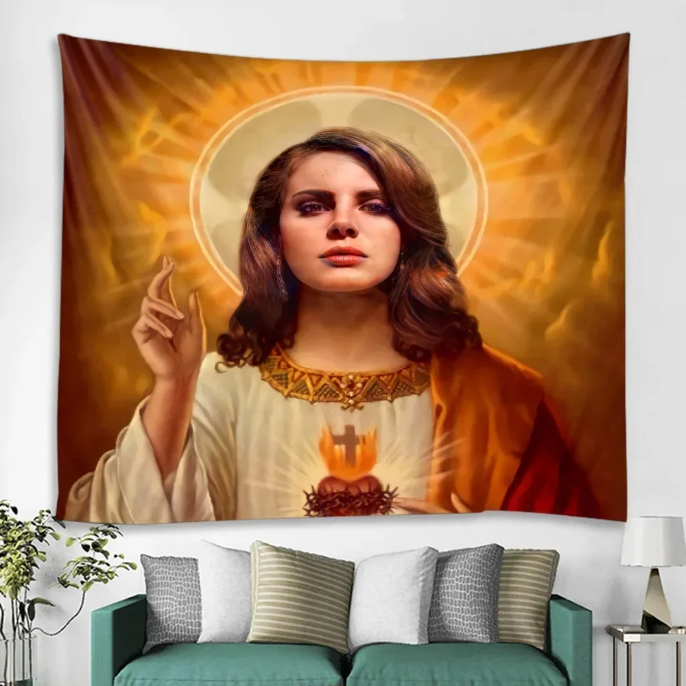 Jesus Virgin Lana Delray Tapestry Aesthetics Room Decoration Bedroom Background Blanket Religious Wall Decoration Art Tapestry