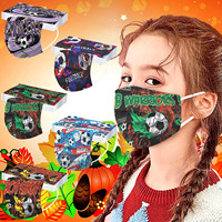Kids Disposable Mask Exquisite Football Theme Pattern Printed Face Mask High Quality 3ply Earhook Outdoor Breathable Masks 50PCS