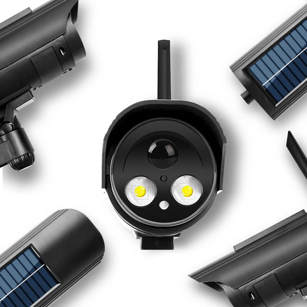 Outdoor Wireless Simulated Security Camera,Fake Solar Charging,Fake Camera, with AI Motion Detection,Red Flashing Light with LED