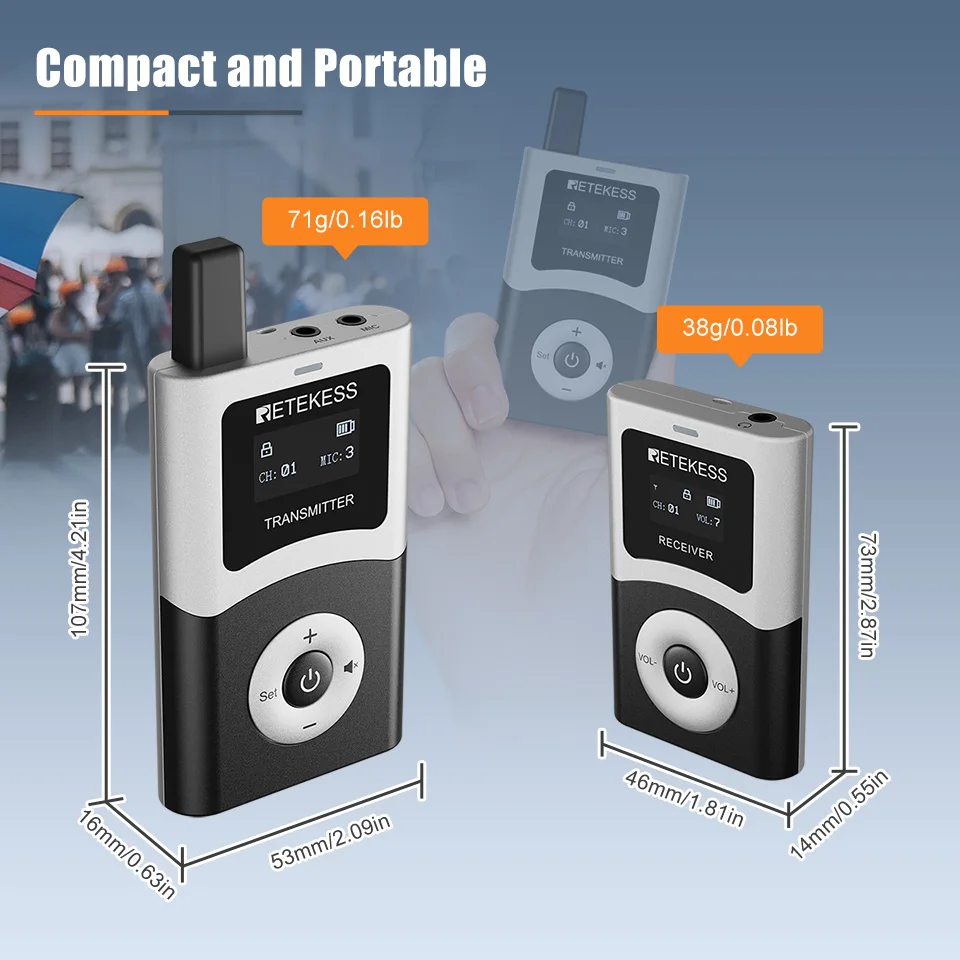 Retekess T130U UHF Tour Guide System Audio Guide Set for Church Translation Visit Tourism Factory Training Teaching Conference