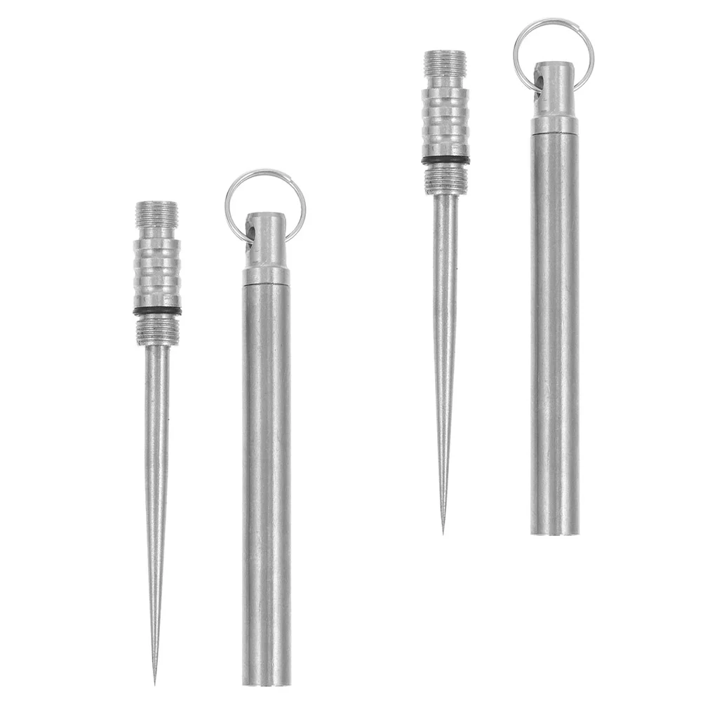 2 Pcs Drink Skewers Sticks Titanium Toothpick Toothpicks Metal Portable Travel Silver Alloy Teeth Cleaning Supply