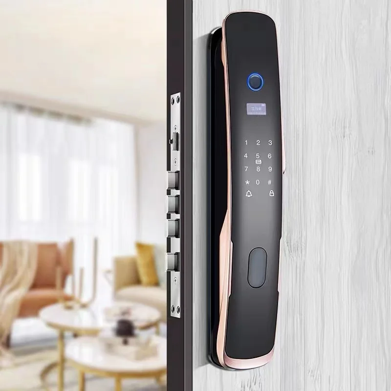 Tuya-cerradura de puerta con Wifi, dispositivo de cierre con huella dactilar, completamente automático, con cámara inteligente Zigbee