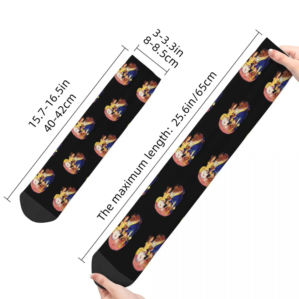 Crazy Design Beauty And The Beast Belle Princess Prince Adam Sports Socks New Middle Tube Socks for Women Men Sweat Absorbing