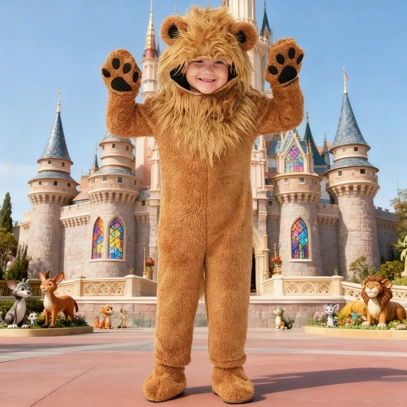 Costume de photographie de carnaval, Costume de Lion, jeu sur scène, ensemble d'animaux en fourrure mignons, Costume de jeu de rôle de fête de carnaval