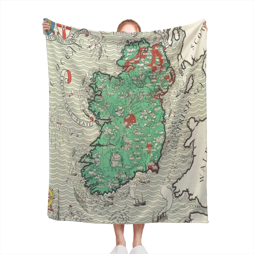 

vintage map of ireland Medium Blanket Comforter Flannel Soft throw Summer Blankets Warm Home and Decoration