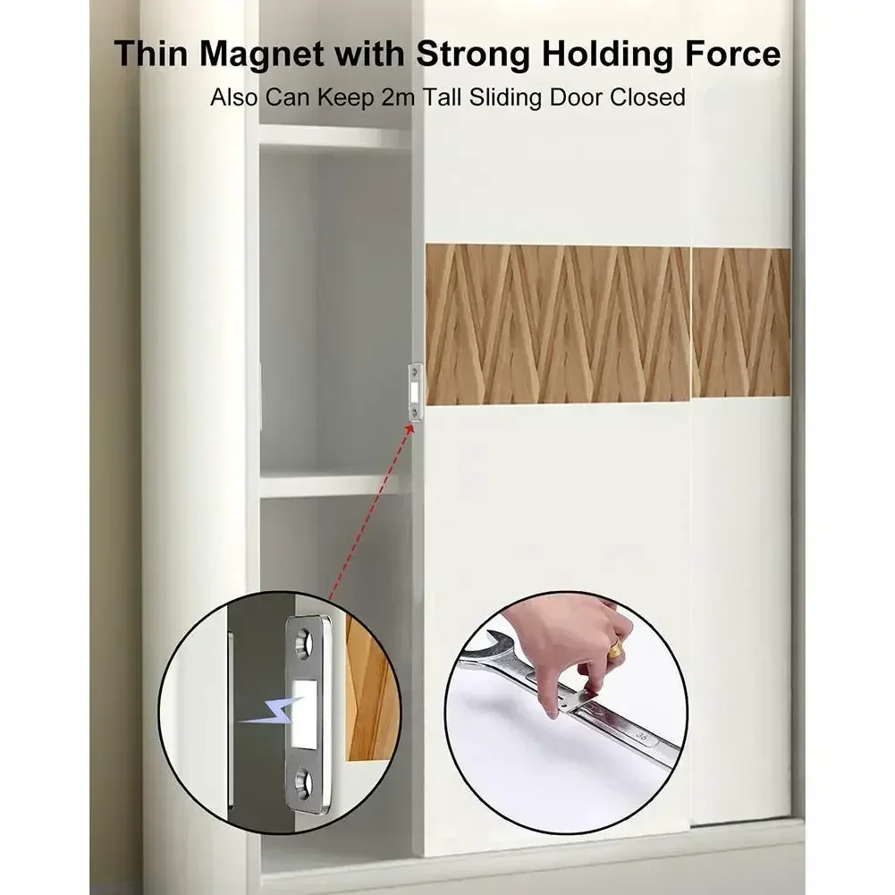 1Set Magnetic Cabinet Catches Door Stops Magnet Invisible Soft-Catch For Bathroom Bedroom Sliding Door Closer With Screw