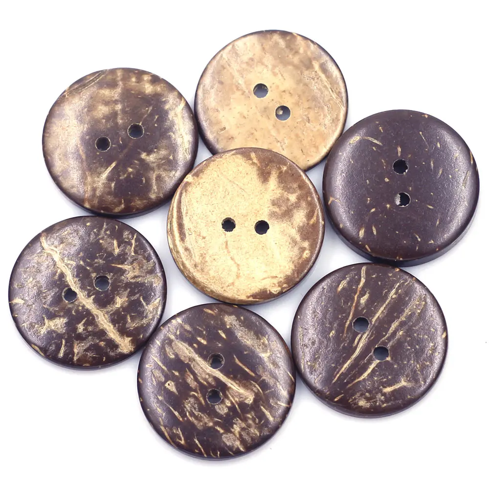 

10PCS Natural Coconut Shell Sewing Buttons Round 25mm 2 Holes For DIY Handicrafts Scrapbook Apperal Decoration Accessories