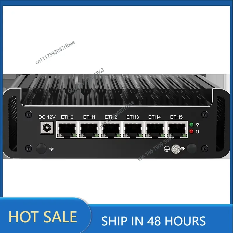 Fanless Mini PC Firewall Router X86 Hardware for pfSense OPNsense N6005 Quad Core DDR4 NVMe SSD 6x2.5G Ethernet