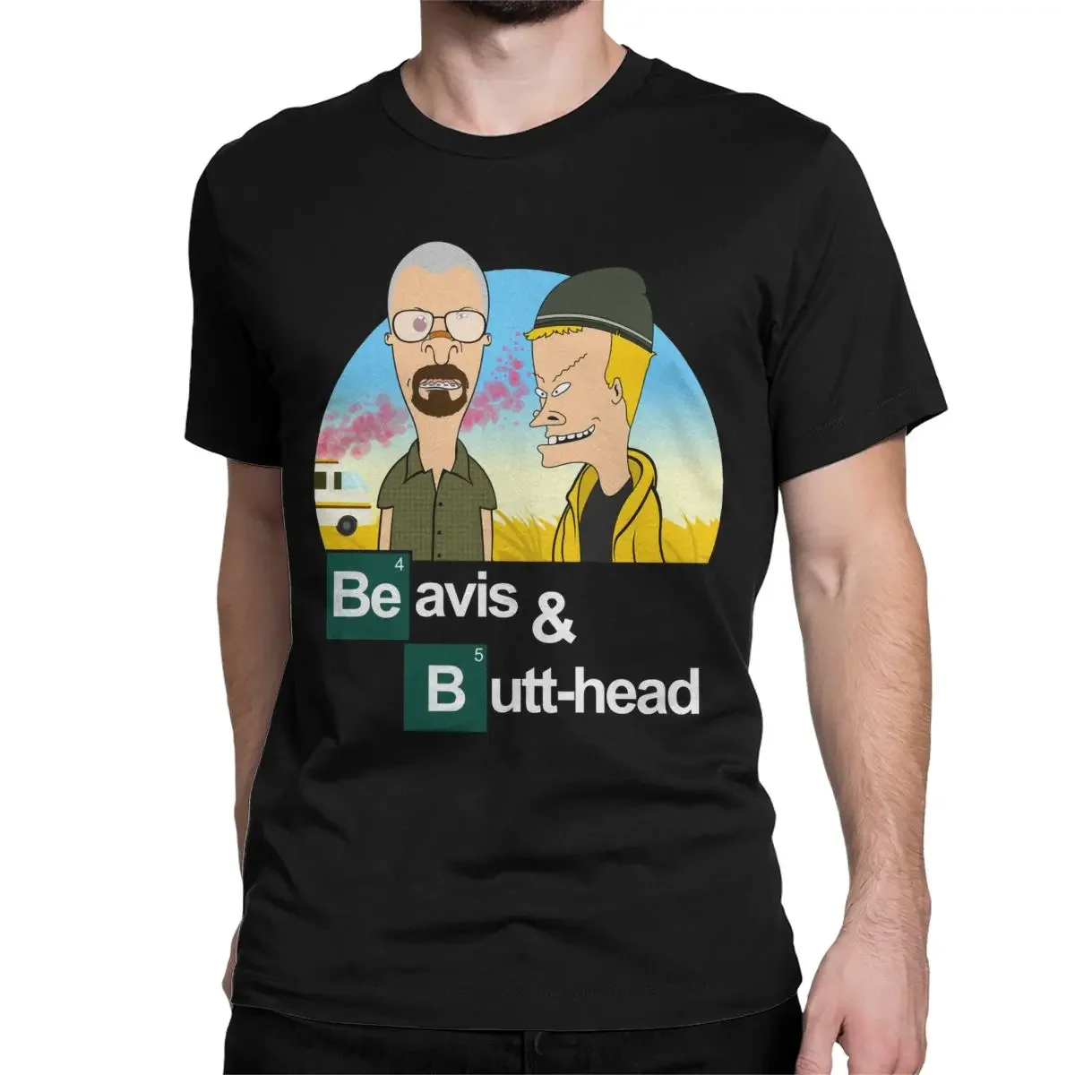 Breaking Beavis T Shirt for Men Pure Cotton T-Shirt Beavis and Butthead 90s Music Cartoon BB Tees Short Sleeve Clothes Summer