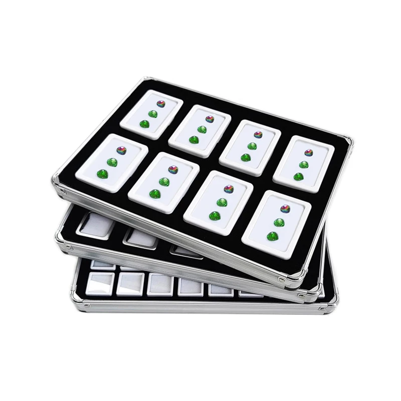 Loose Diamond Gemstone Display Case White Foam Round Gems Holder Jar Insert Gem Stone Pendant Beads Storage Liner Organizer Tray