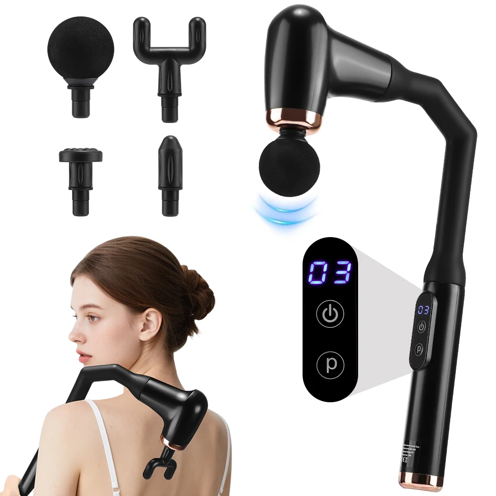 

Extended Handle Fascia Gun Vibration Massage Gun For Body Neck Back Deep Muscle Relaxation Fitness Slimming 4/6 Heads