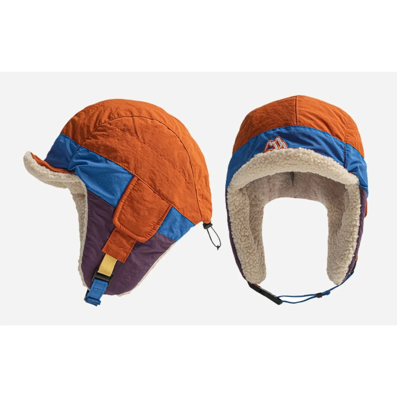 Cappello invernale con paraorecchie caldo a blocchi di colore Cappello da sci in lana di agnello ispessita da donna Cappello da esterno in tessuto ad asciugatura rapida antivento resistente al freddo