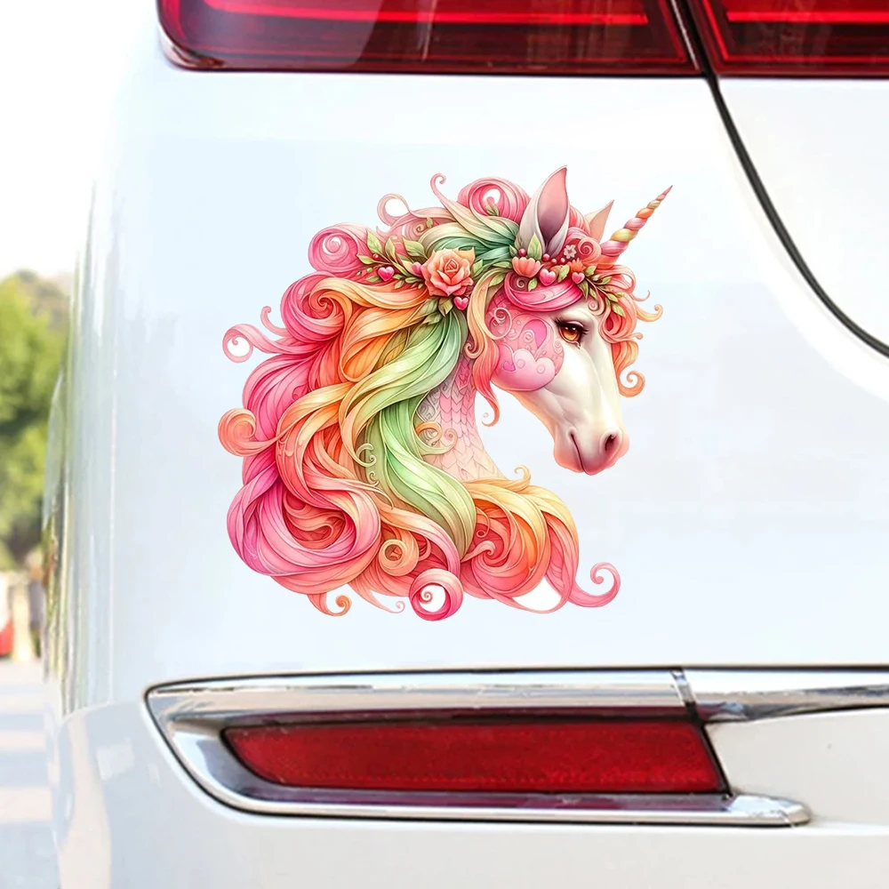 15x15cm Rainbow Unicorn Head Creative Decorative Stickers, Suitable for a Variety of Scene Decorations, Such As Cars, Trucks
