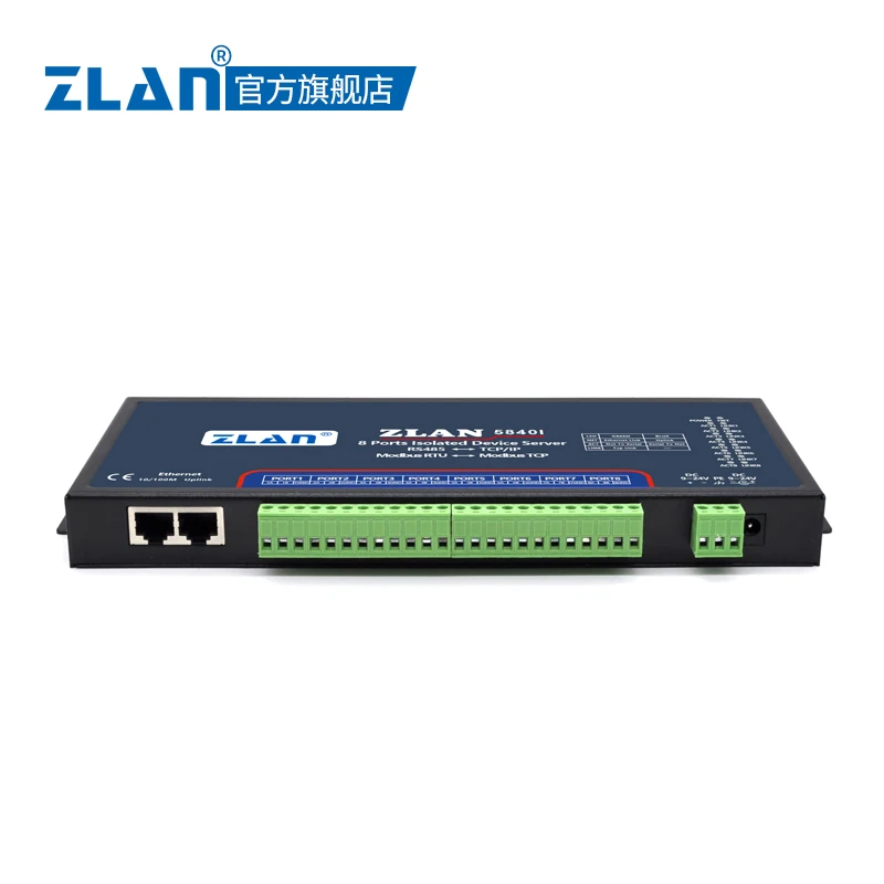 

8-портовый последовательный преобразователь промышленной изоляции RS485 в Ethernet TCP/IP Modbus ZLAN5840I