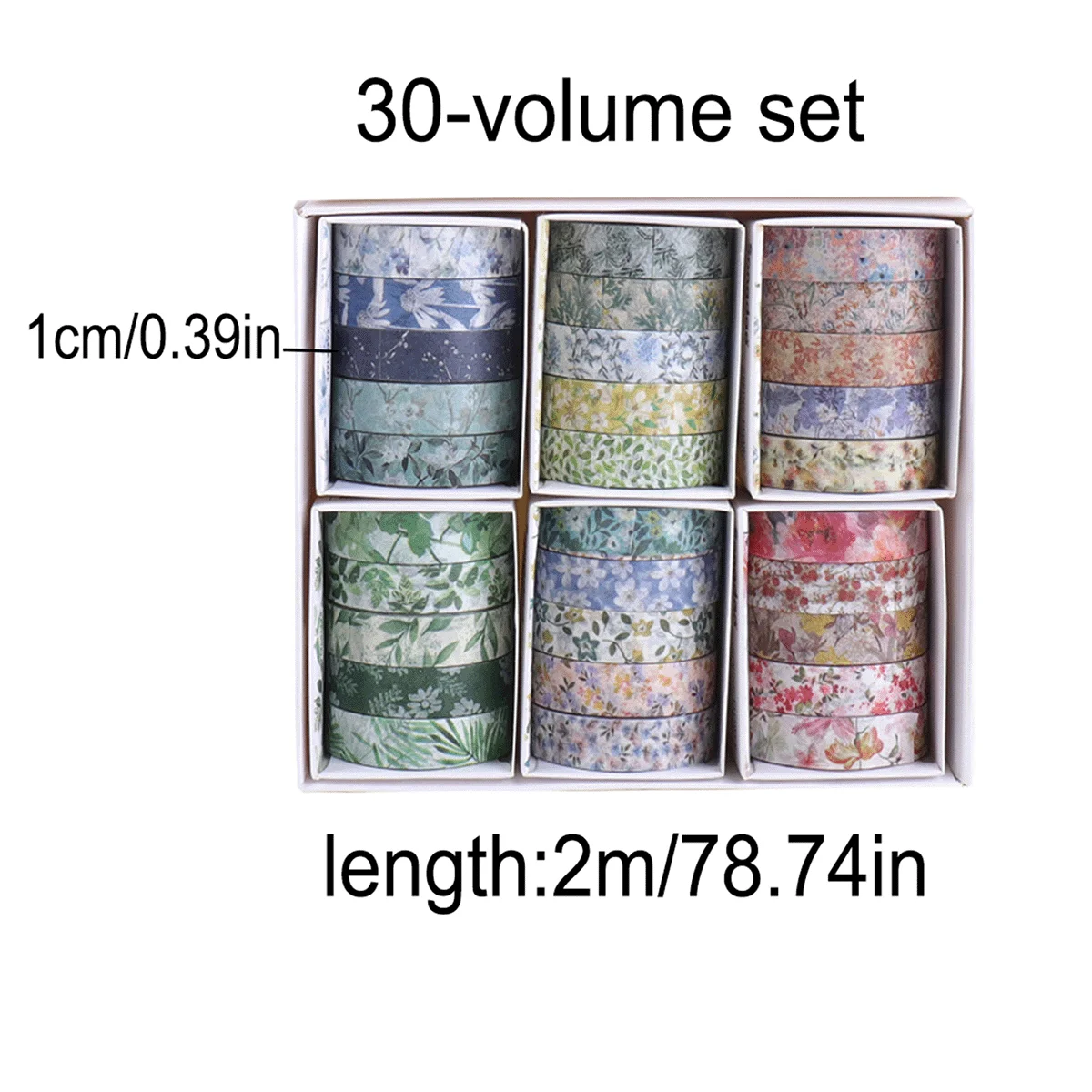 30 Rolls Plant Floral Washi Tape Set Flower Print Decorative Masking Tape DIY Scrapbook Journal Diary Craft Stationery Supplies - view 2