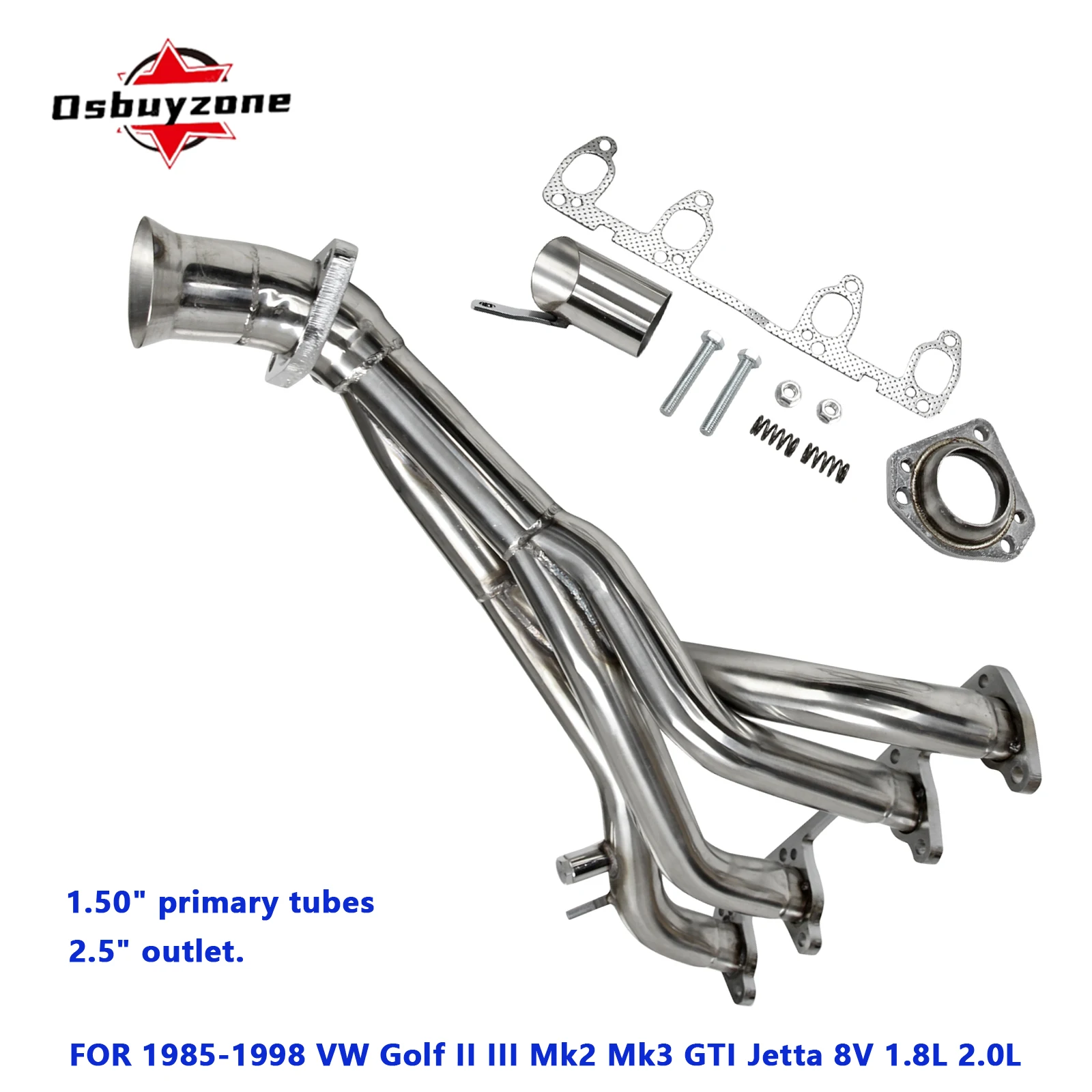 Race Exhaust Manifold Headersfor for 1985-1998 VW Golf II III Mk2 Mk3 GTI Jetta 8V 1.8L 2.0L