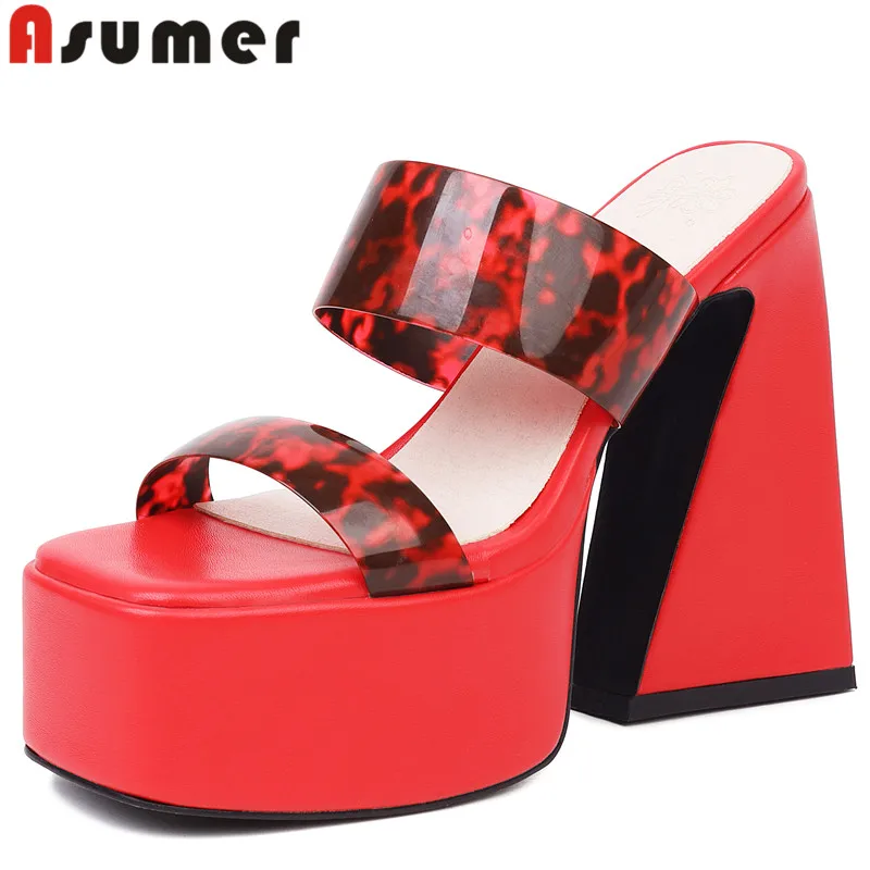 

ASUMER 2022 Size 35-46 New Strange Style Heels Shoes Microfiber Platform Slippers Women Ladies Mixed Colors Casual Slippers