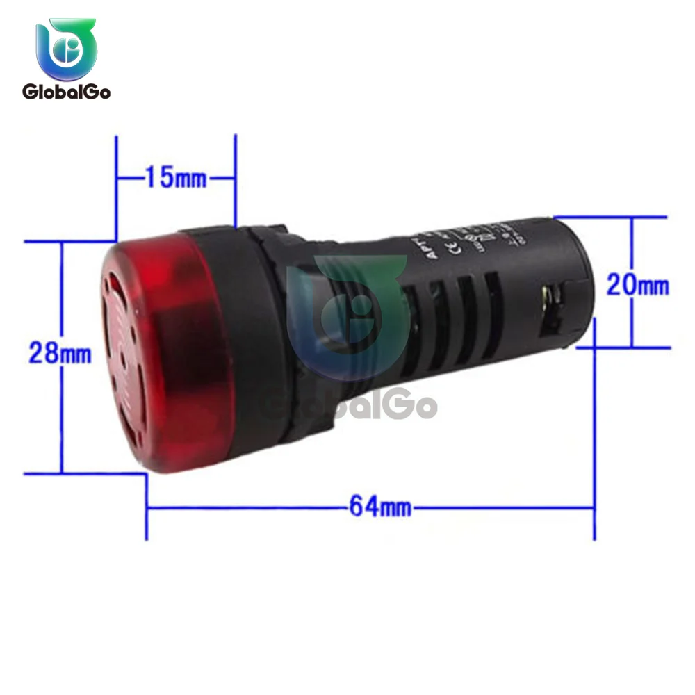 Red LED Active Buzzer Speaker Warning Device Light AD16-16SM 12V 24V 110V 220V Flash Signal Light Alarm Indicator