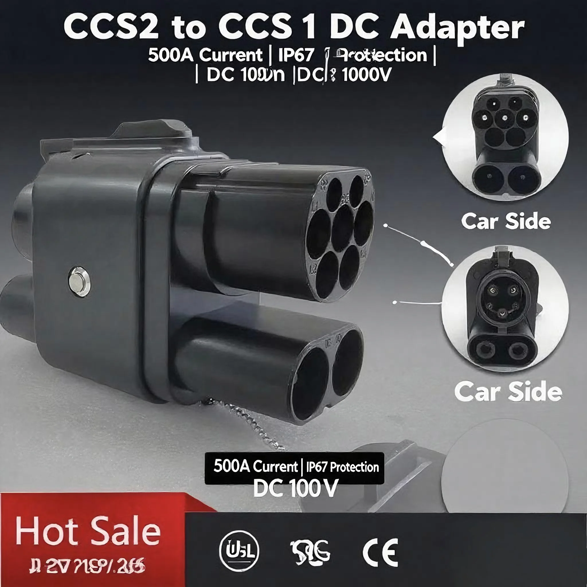 

ccs2 to ccs1 ev charger adapter ccs combo 2 Fast charging 200kw Electric car vehicle DC fast connector converter